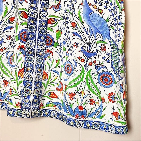 Sundance 100% Silk Izmir Top Small floral printed peacock short sleeve boho blue - Picture 5 of 11